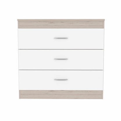 29" Light Gray and White Three Drawer Dresser