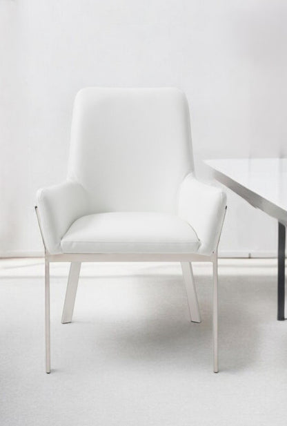 White Faux Leather Dining Chair