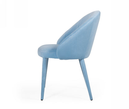 Blue Fabric Wrapped Dining Chair