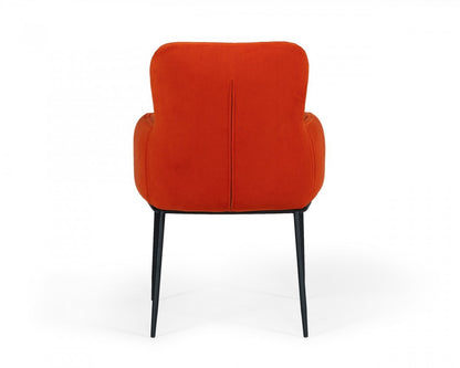 Orange And Black Upholstered Fabric Dining Arm Chair