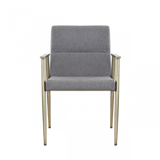 Gray Antique Brass Contemporary Dining Chair