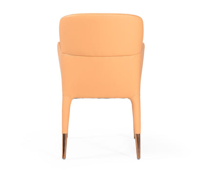 Peach Upholstered Fabric Dining Arm Chair