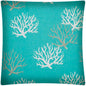 17" Aqua Gray and White Coral Indoor Outdoor Throw Pillow Cover