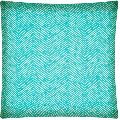 17" Turquoise and White Chevron Indoor Outdoor Throw Pillow Cover