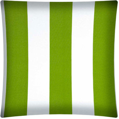 17" X 17" Green And Ivory Zippered Striped Throw Indoor Outdoor Pillow Cover