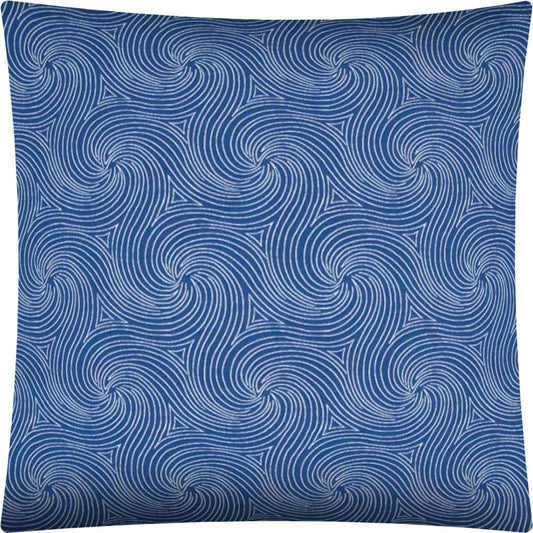 17" X 17" Blue And White Zippered Swirl Throw Indoor Outdoor Pillow Cover