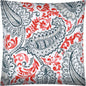 17" Coral Navy and White Paisley Indoor Outdoor Throw Pillow Cover