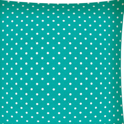 17" Turquoise and White Polka Dot Indoor Outdoor Throw Pillow Cover