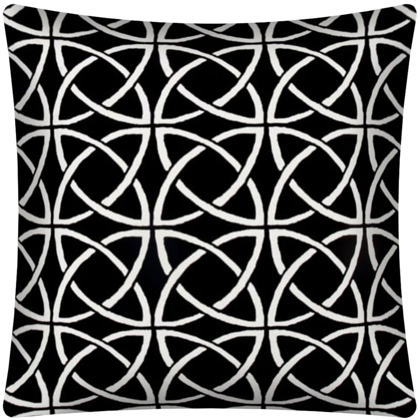 17" Black and White Interlocking Indoor Outdoor Throw Pillow Cover