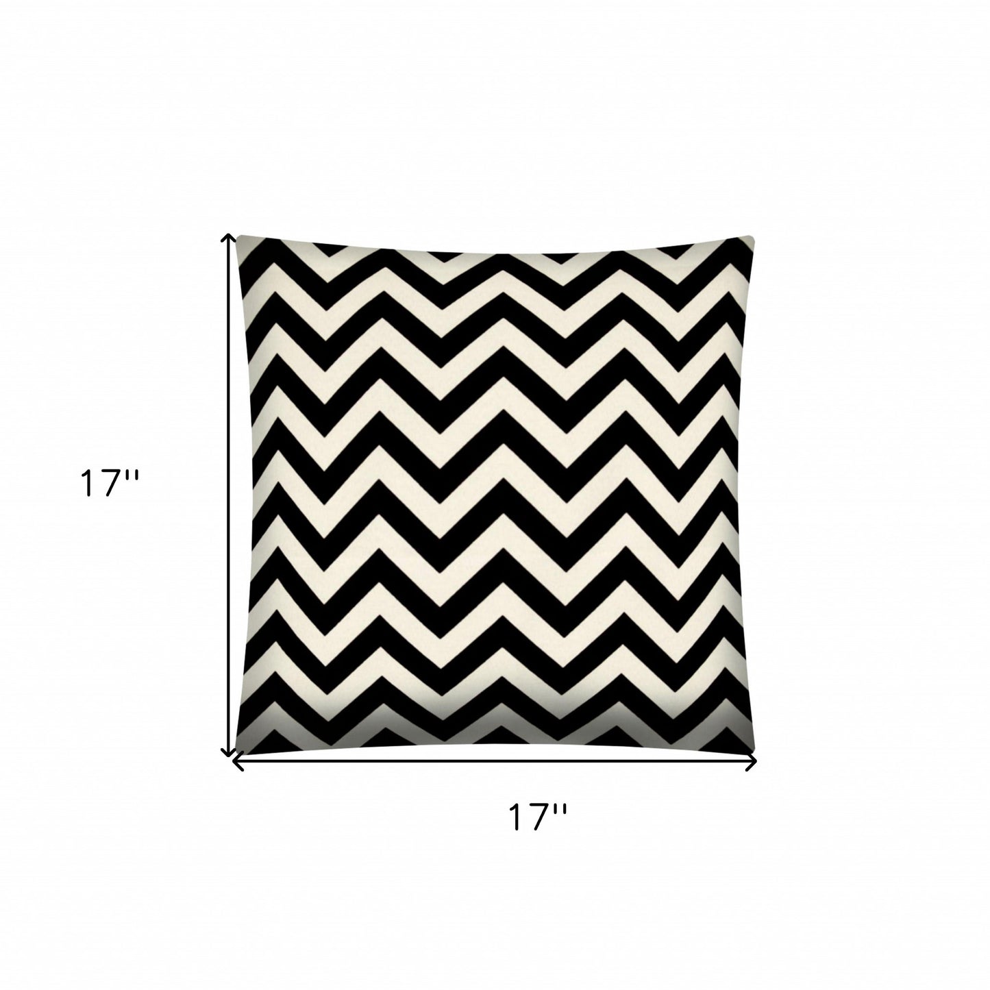 17" Black and Ivory Chevron Indoor Outdoor Throw Pillow Cover