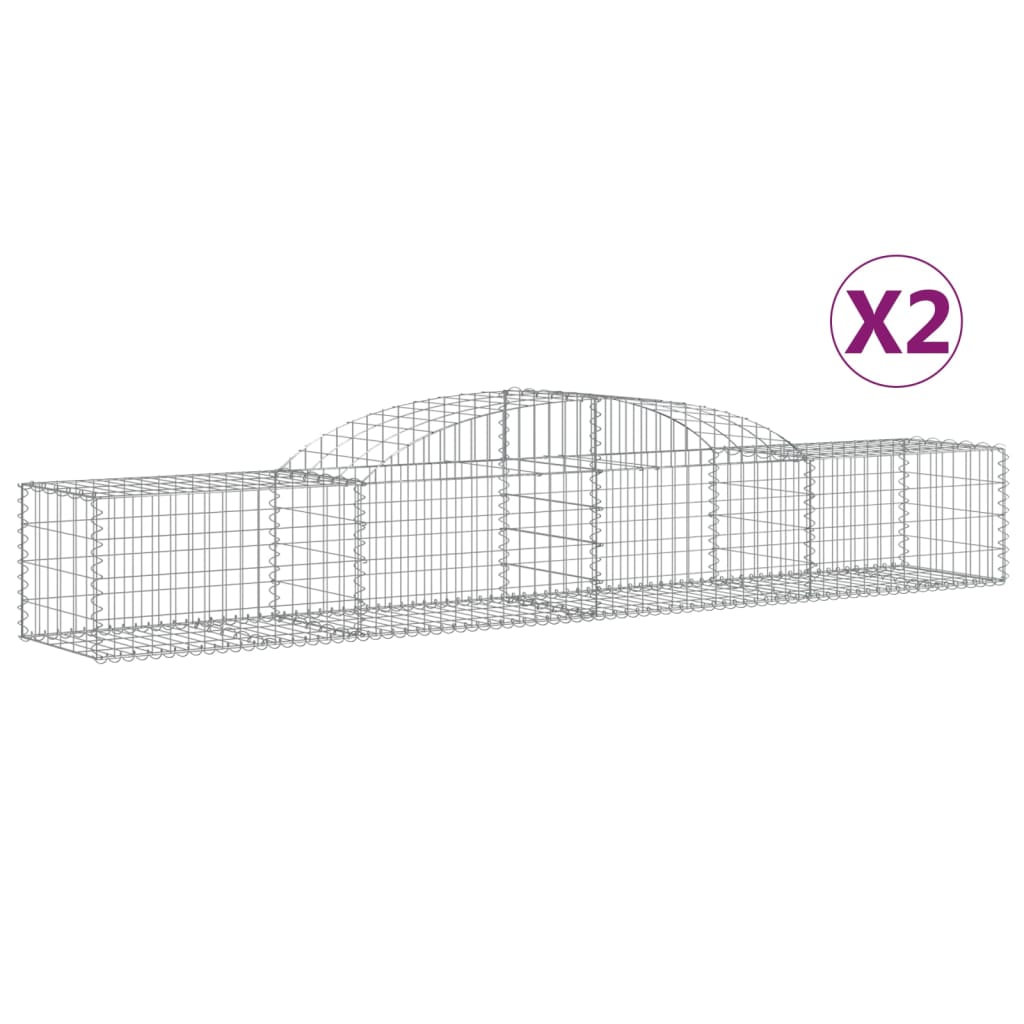 Arched Gabion Baskets 2 pcs 118.1"x19.7"x15.7"/23.6" Galvanized Iron