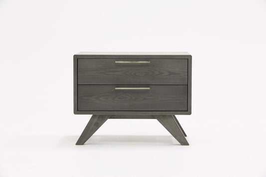 Modern Gray Wash Nightstand with Two Drawers