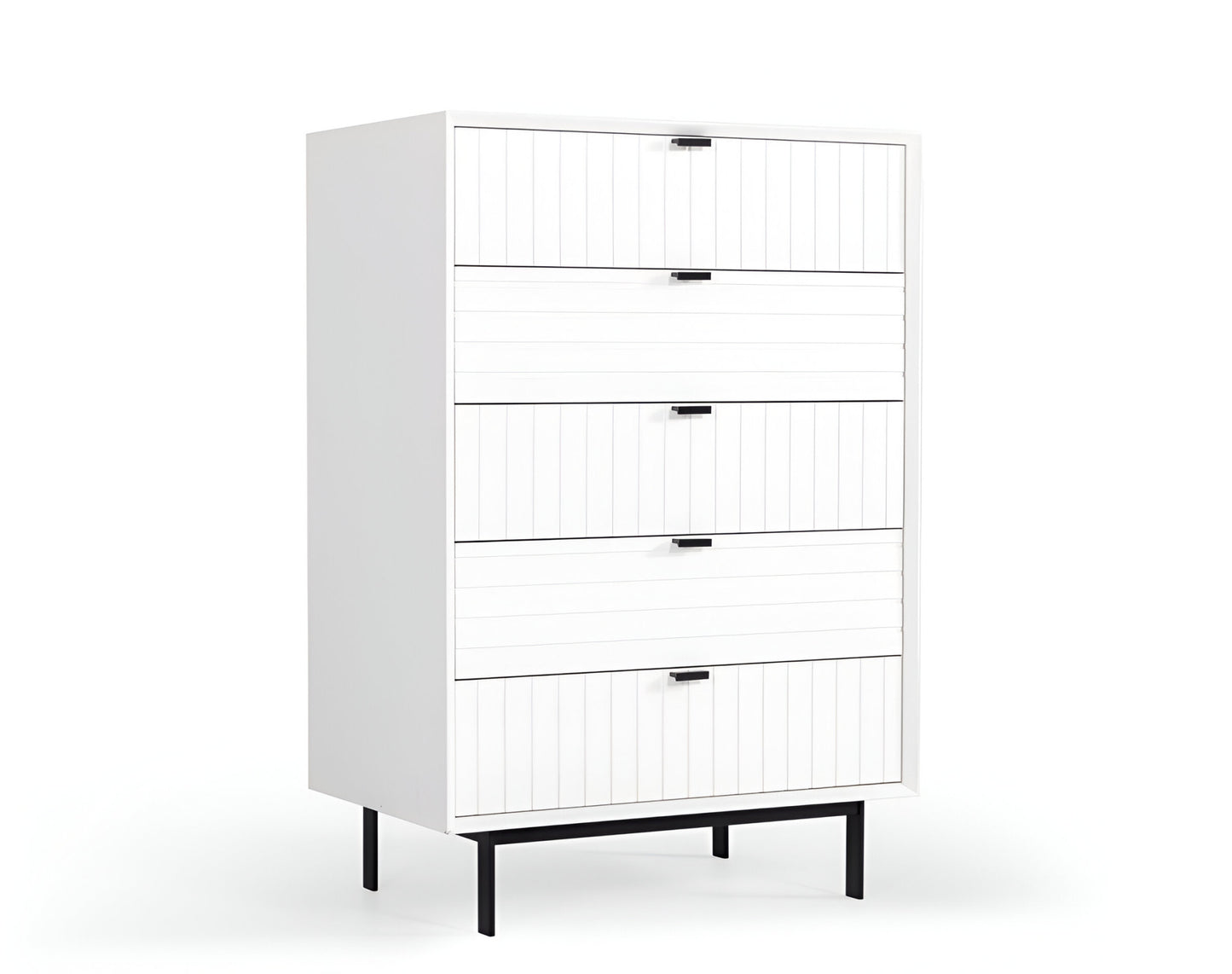 30" White Solid Wood Five Drawer Chest