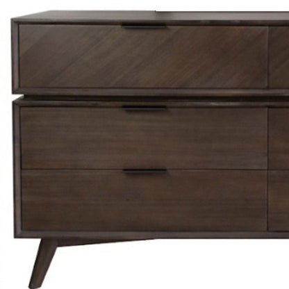 65" Acacia Solid Wood Six Drawer Double Dresser