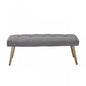 47" Gray and Antiqued Brass Tufted Linen Blend Upholstered Dining Bench