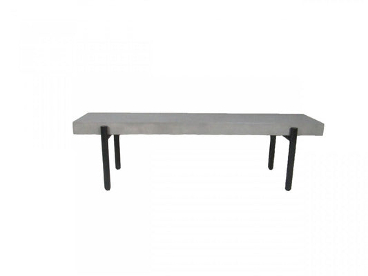 63" Gray and Black Concrete Dining Bench