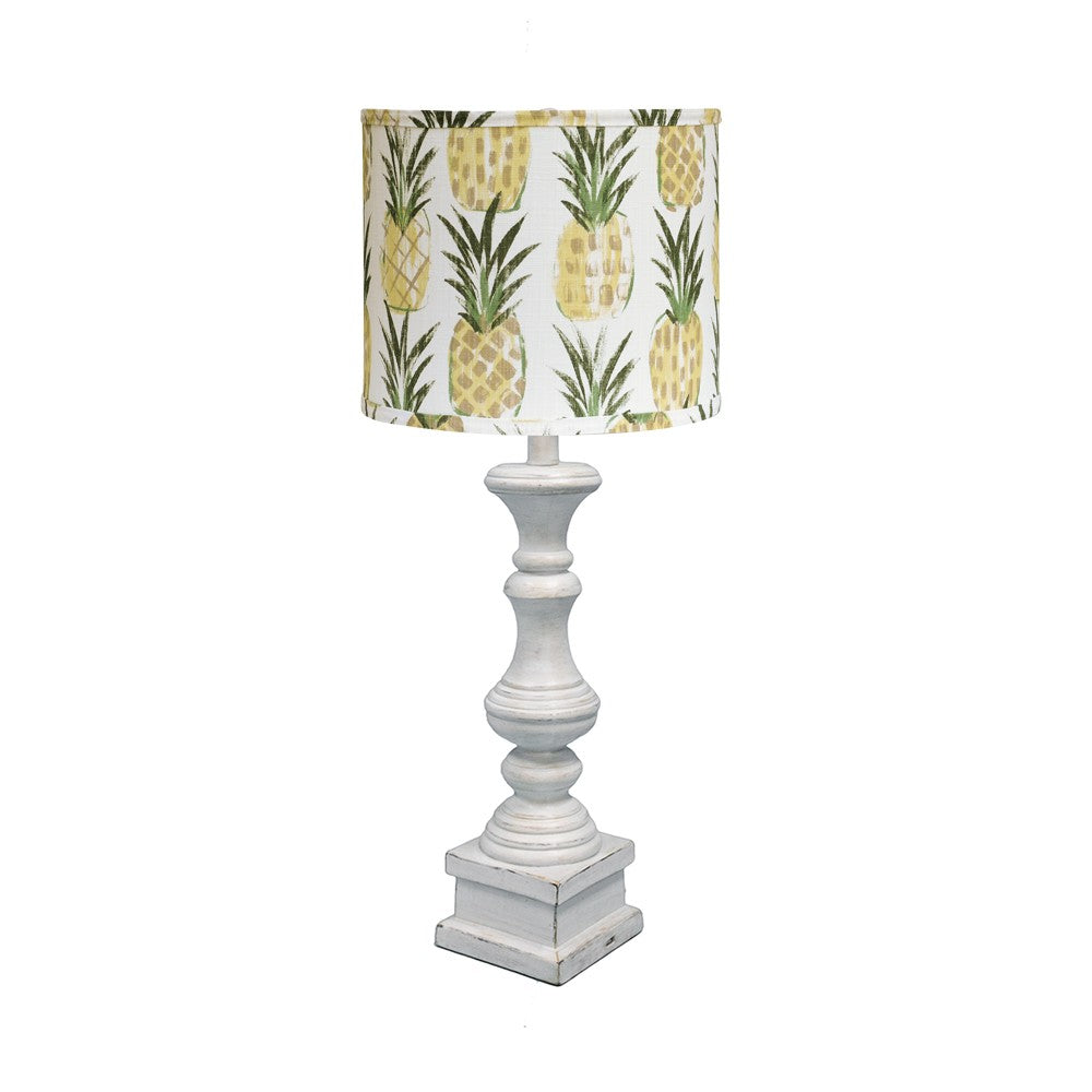 Distressed Whitewash Pineapple Shade Table Lamp