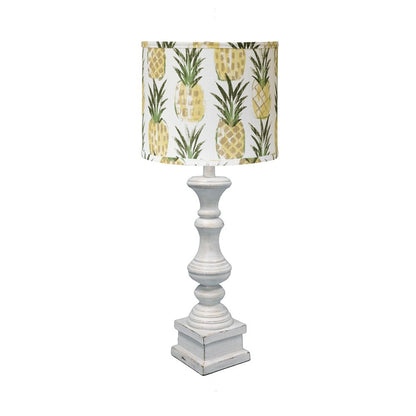 Distressed Whitewash Pineapple Shade Table Lamp