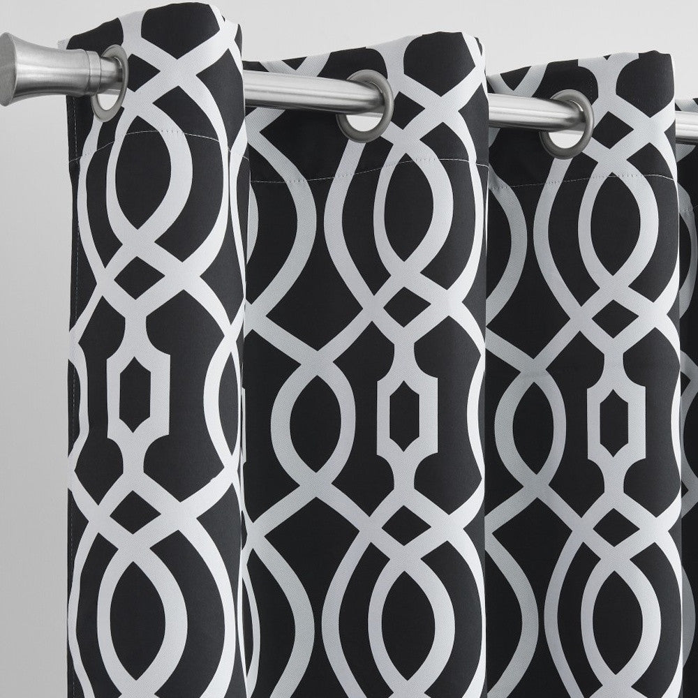 84" Jet Black Trellis Black Out Window Curtain Panel