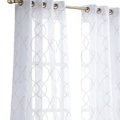 84” Charcoal Trellis Pattern Embroidered Window Curtain Panel