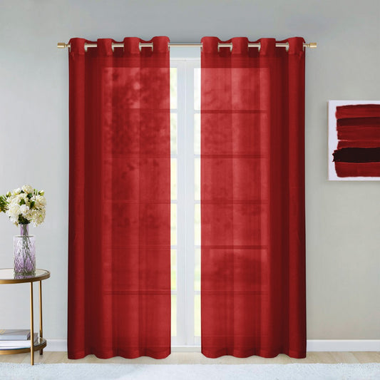 Set of Two 84"  Red Solid Modern Window Panels