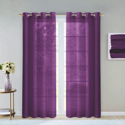 Set of Two 84"  Purple Solid Modern Window Panels