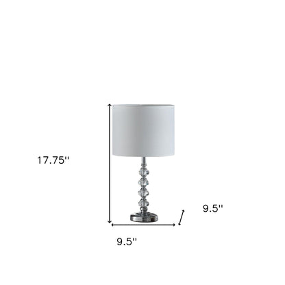 18" Silver Metal Table Lamp With White Globe Shade