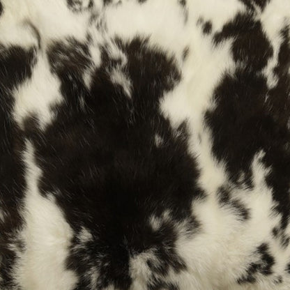 18" X 18" Black And White Rabbit Zippered Natural Fur Animal Print Throw Pillow