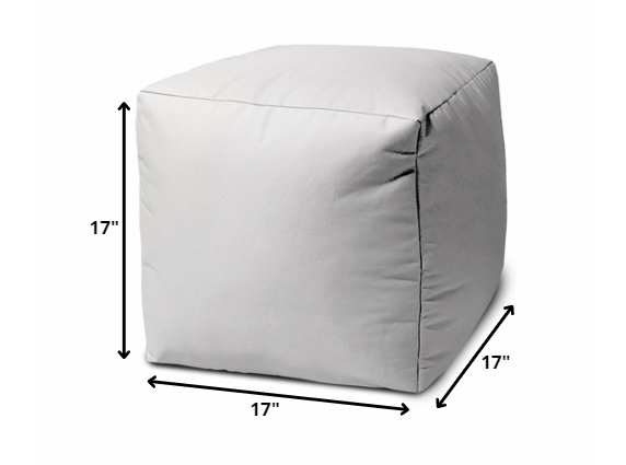 17" Blue Canvas Cube Outdoor Pouf Ottoman