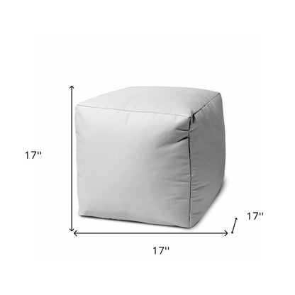 17" Cool Crisp White Solid Color Indoor Outdoor Pouf Ottoman