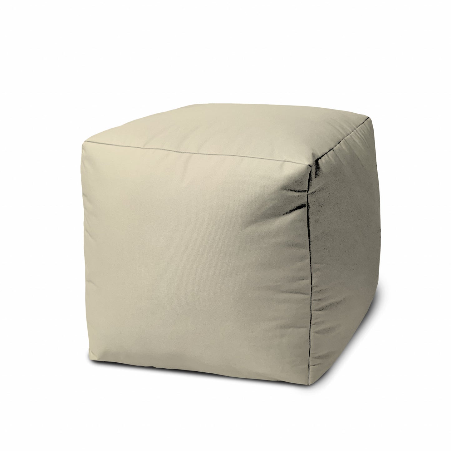 17" Blue Canvas Cube Outdoor Pouf Ottoman