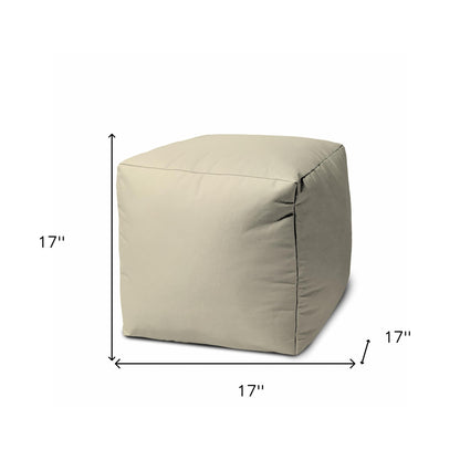 17" Blue Canvas Cube Outdoor Pouf Ottoman