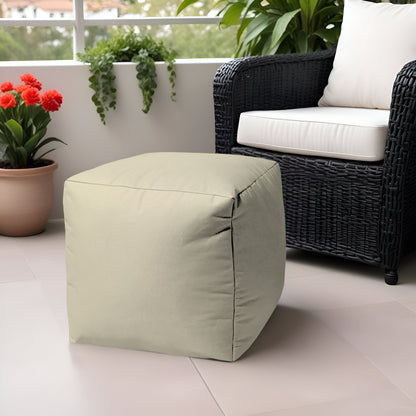 17" Cool Crisp White Solid Color Indoor Outdoor Pouf Ottoman