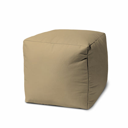 17" Blue Canvas Cube Outdoor Pouf Ottoman