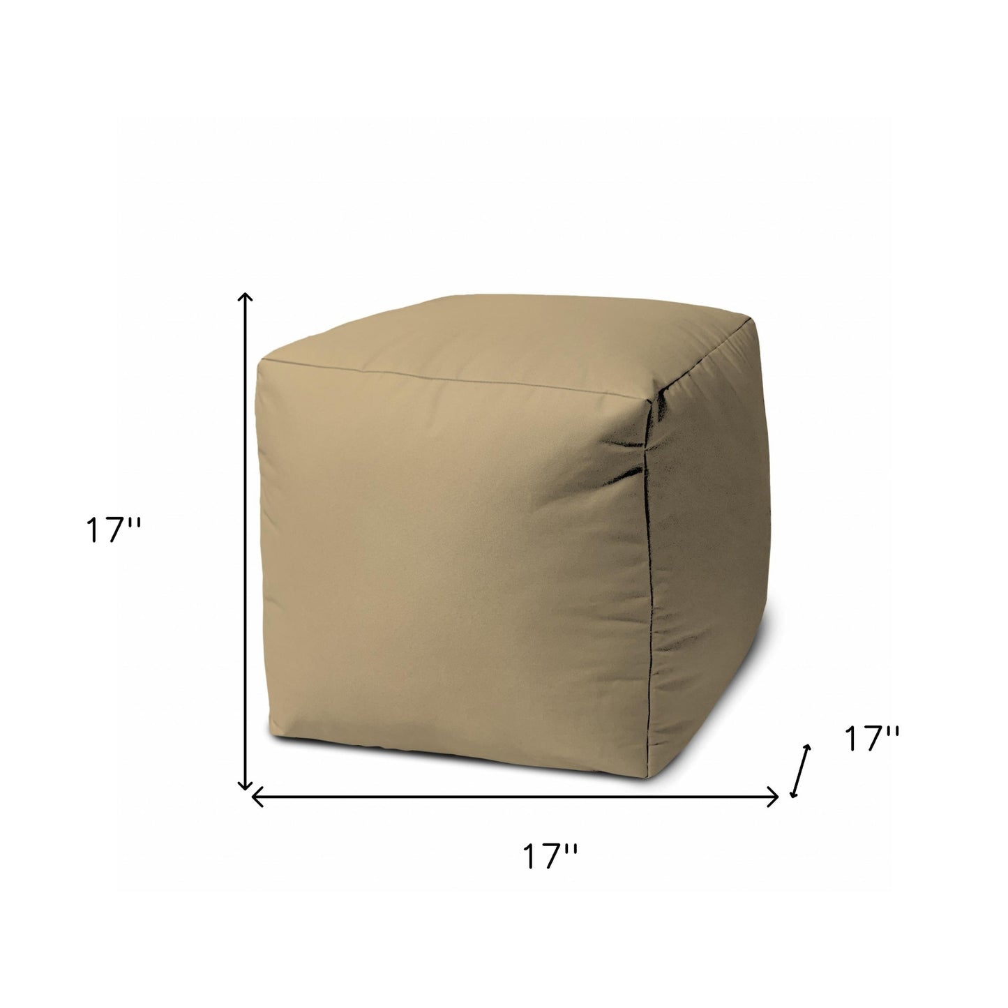 17" Blue Canvas Cube Outdoor Pouf Ottoman