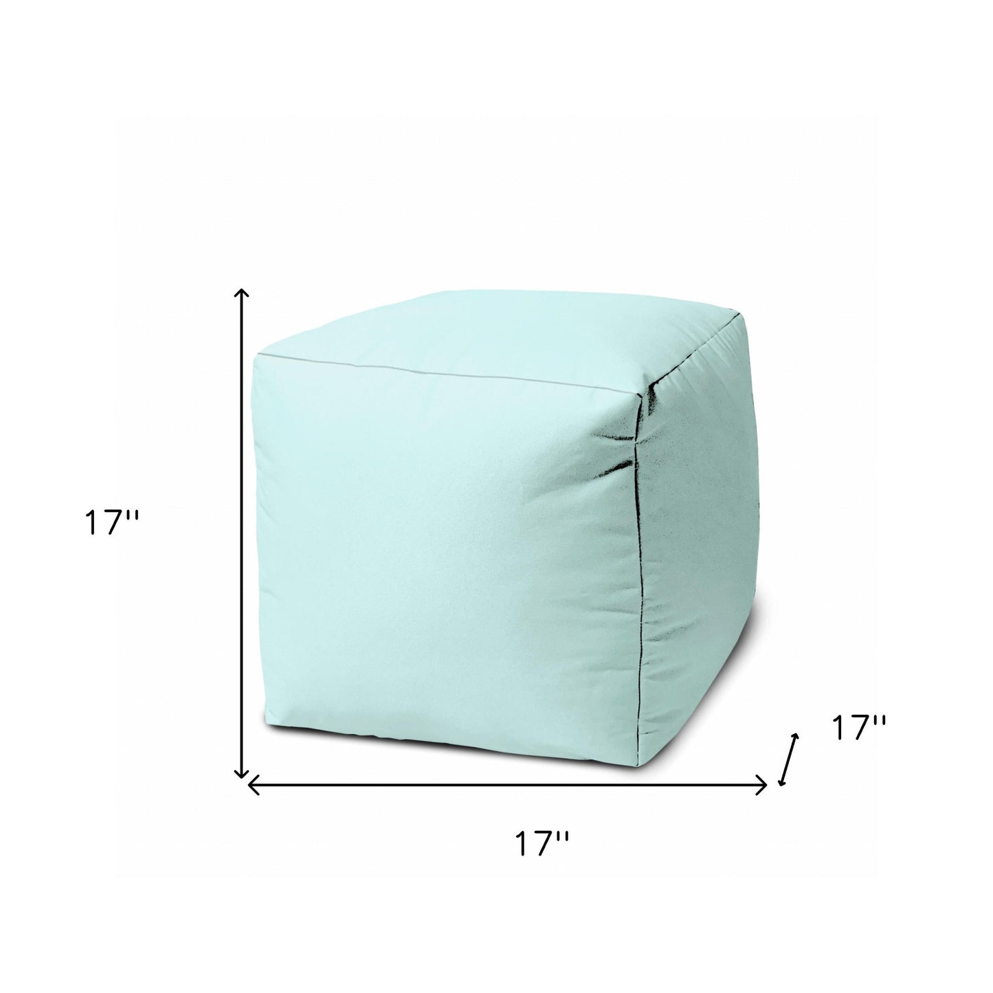 17" Blue Canvas Cube Outdoor Pouf Ottoman