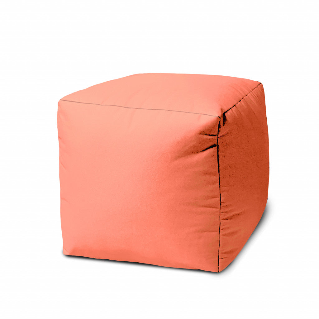 17" Blue Canvas Cube Outdoor Pouf Ottoman