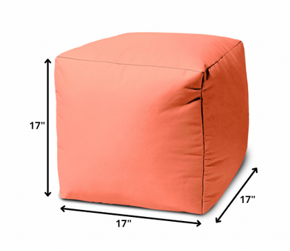 17" Blue Canvas Cube Outdoor Pouf Ottoman