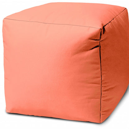 17" Blue Canvas Cube Outdoor Pouf Ottoman