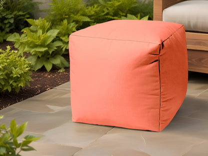 17" Blue Canvas Cube Outdoor Pouf Ottoman