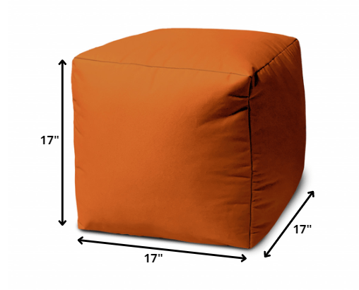 17" Blue Canvas Cube Outdoor Pouf Ottoman