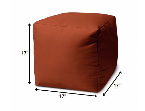 17" Blue Canvas Cube Outdoor Pouf Ottoman