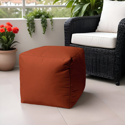 17" Blue Canvas Cube Outdoor Pouf Ottoman