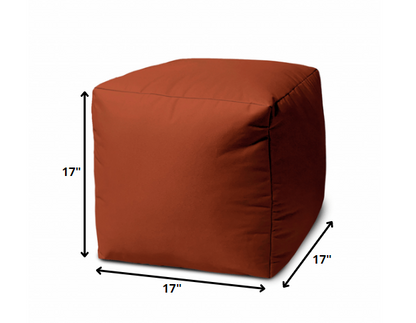 17" Coral Canvas Cube Outdoor Pouf Ottoman