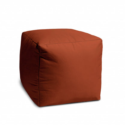 17" Coral Canvas Cube Outdoor Pouf Ottoman