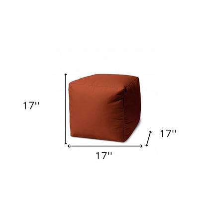 17" Coral Canvas Cube Outdoor Pouf Ottoman