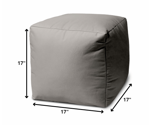 17" Blue Canvas Cube Outdoor Pouf Ottoman