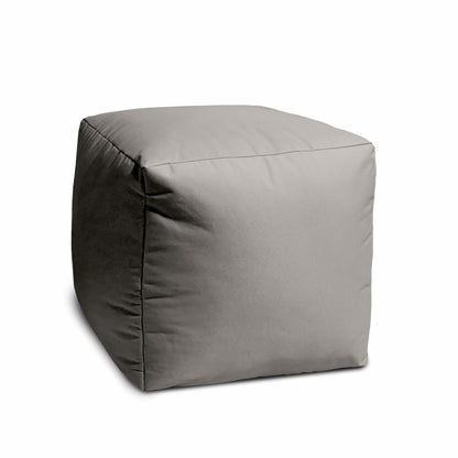 17" Blue Canvas Cube Outdoor Pouf Ottoman