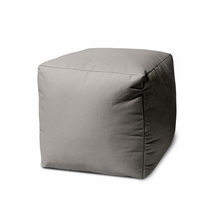 17" Coral Canvas Cube Outdoor Pouf Ottoman