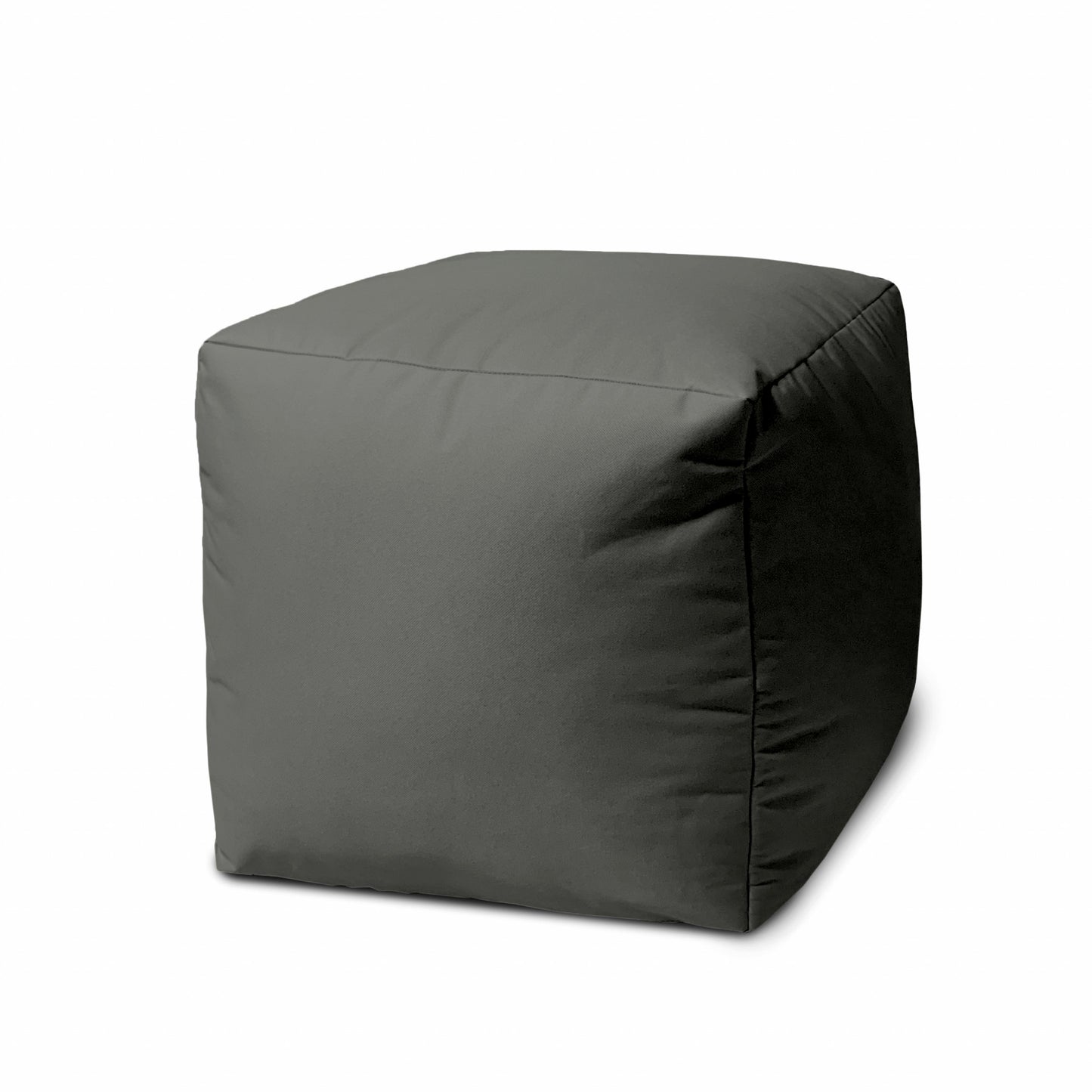 17" Blue Canvas Cube Outdoor Pouf Ottoman